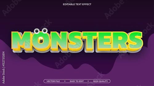 Editable cartoon text effect monsters font style