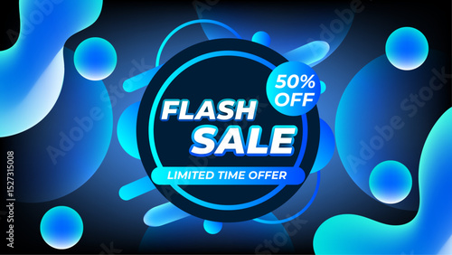 Flash sale blue white background banner design