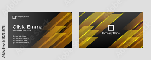Gradient golden luxury horizontal business card template