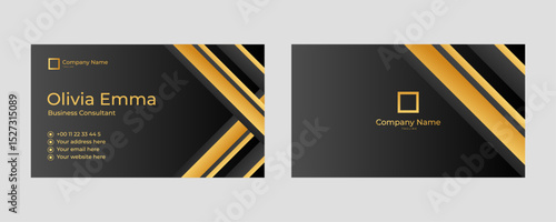 Gradient golden luxury horizontal business card template
