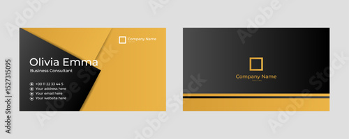 Flat golden luxury horizontal business card template