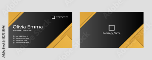 Flat golden luxury horizontal business card template