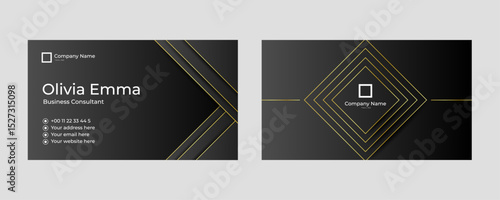 Gradient golden luxury horizontal business card template