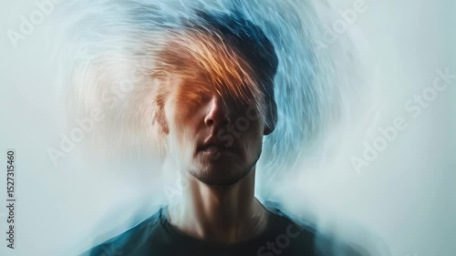 Abstract Portrait of a Man with Motion Blur and Vivid Colors