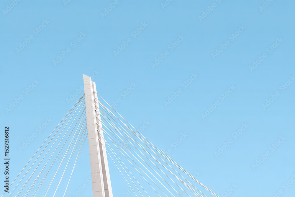 Fototapeta premium serene bridge captured in light minimalist style emphasizing one side of frame