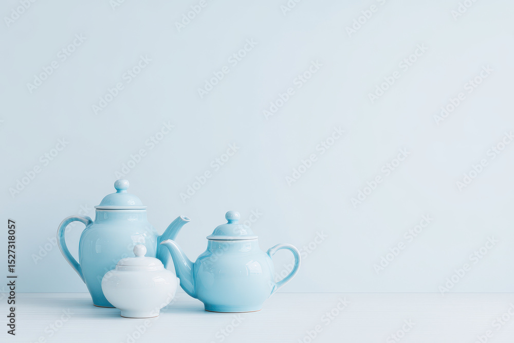 collection of elegant teapots arranged on clean ultrabright white background collection of elegant teapots arranged on clean ultrabright white background