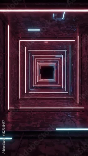 Abstract 3D Neon Tunnel Background Pink Blue Glowing Lines