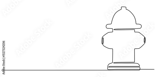 Fire hydrant isolated on white background. One line continuous fire hydrant. Line art outline vector illustration, Single continuous line drawing 
jets of water that came out of the hydrant.