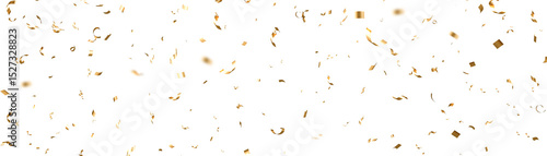 falling gold confetti and streamers seamless pattern on transparent background