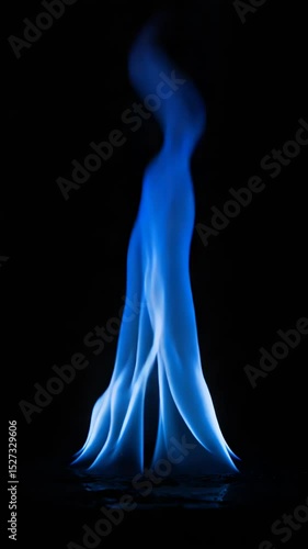Abstract Blue Fire on Black Background