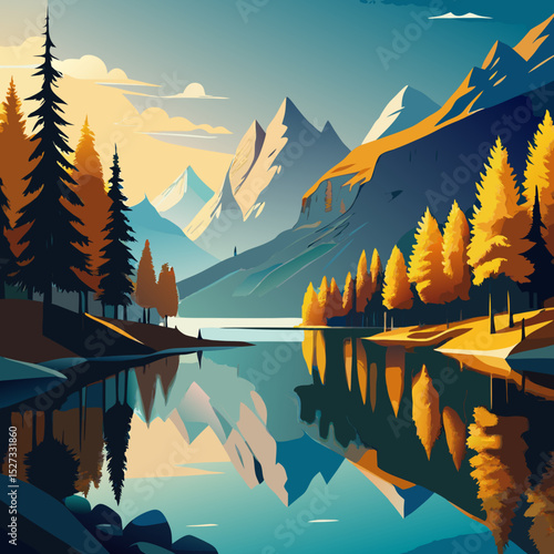 golden-larch-trees-reflecting-in-a-swiss-mountain-