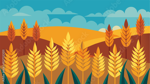 A sp field of wheat grasping for life an alle for the struggle to provide locallygrown grains for the community.. Vector illustration