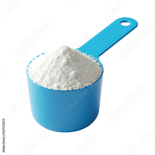 Whey protein powder scoop blue plastic supplement nutrition fitness health diet bodybuilding creatine mass gainer on transparent background
