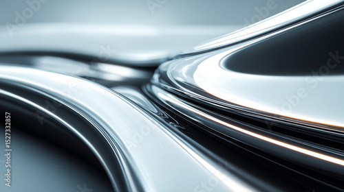 Abstract metallic background with curves and reflections, modern artistic design concept