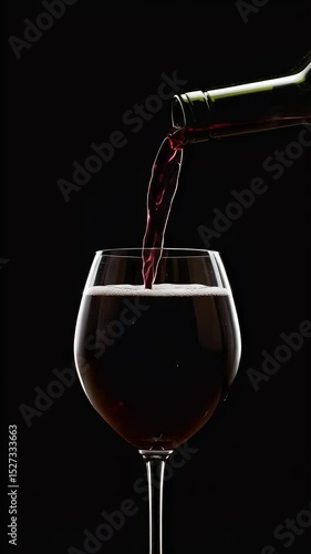 Red Wine Pouring into Glass Dark Background Video