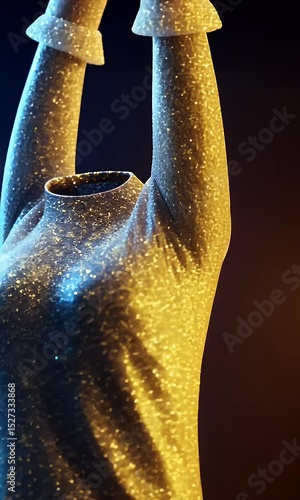 Sparkling Shirt With Golden Yellow Glitter Over Dark Background