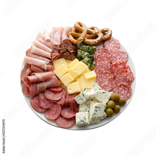 Gourmet Cheese and Charcuterie Platter with Pretzels and Olives