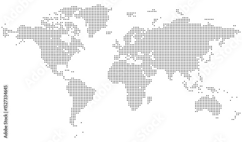 Dotted world map vector with a modern infographic aesthetic. Covers all continents with clear visual structure. Realistic vector dotted world map feathering abstract country boundary