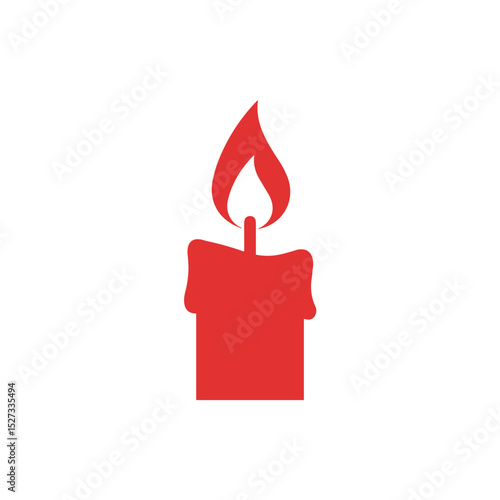 Red candle with flame in minimalist design for relaxation and ambiance  
