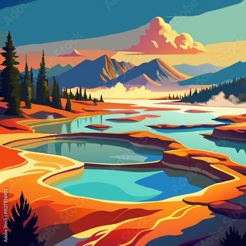 steaming-thermal-pools-in-yellowstone-with-vibrant