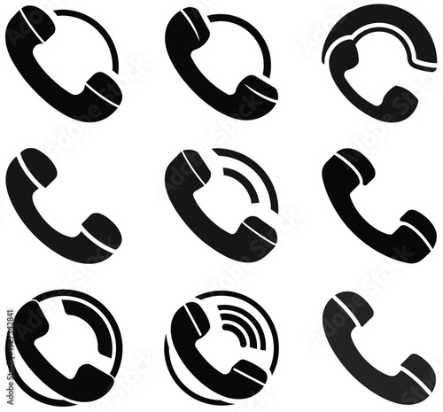 Collection of Simple Phone Icons in Different States
