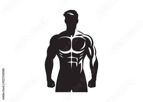A man with a muscular build is standing Silhouette Vector