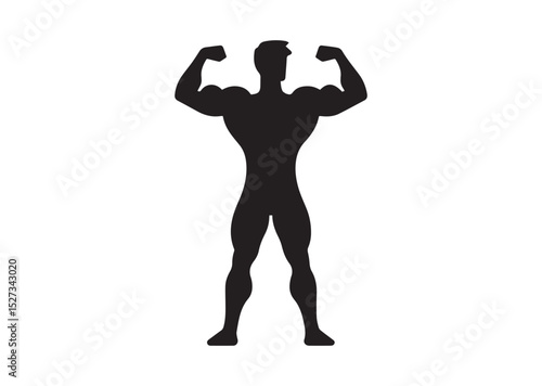 A man with a muscular build is standing Silhouette Vector