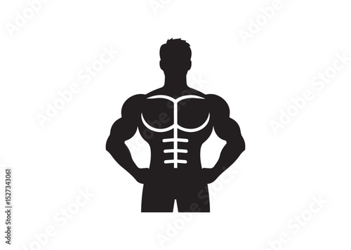 A man with a muscular build is standing Silhouette Vector