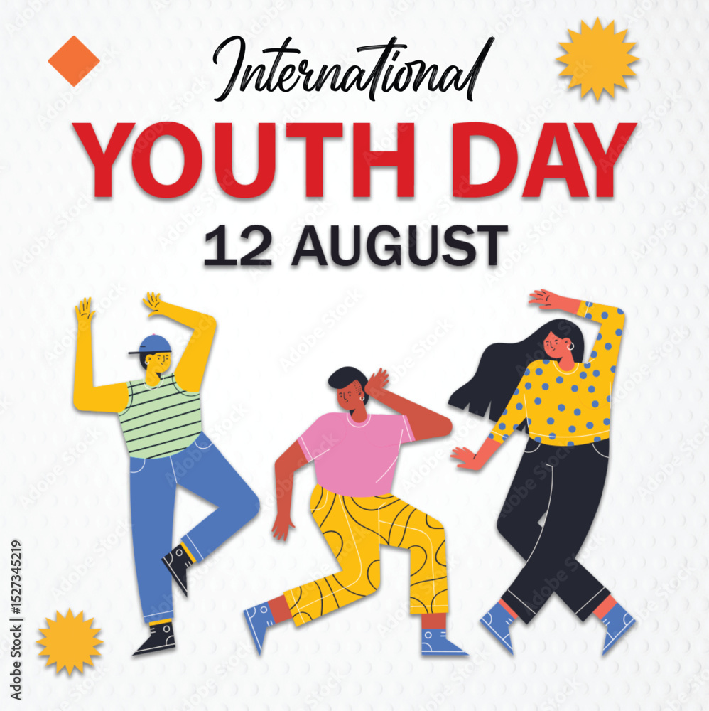 Fototapeta premium International Youth Day 12th August Celebration Vector Illustration