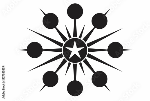 Abstract Starburst Design with Eight Points and Central Star