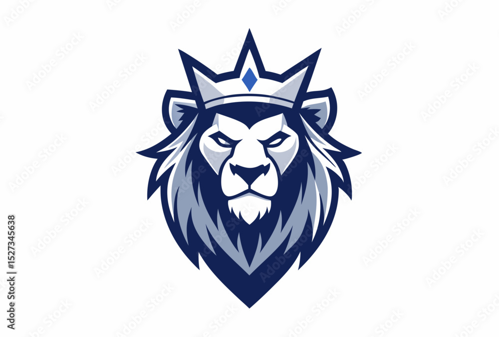 Obraz premium Majestic Lion Head with Crown Mascot Logo Design