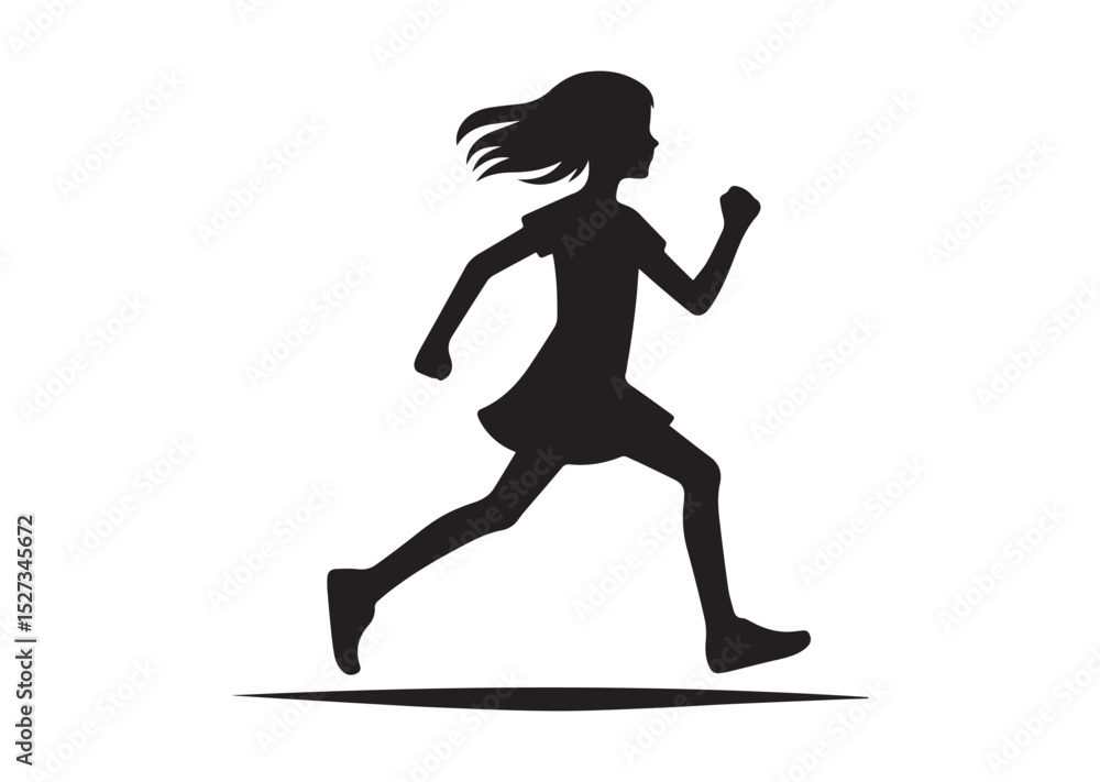 A Girl running Silhouette Vector A Girl running Silhouette Vector