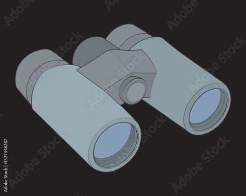Hand drawn drawing Cartoon Vector illustration binocular Isolated on black Background.
