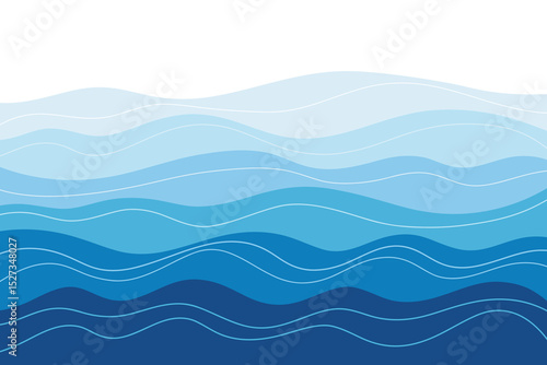 Abstract blue sea waves, modern banner background, vector, flat design, curved lines. Sea, ocean, multi-layered effect. Background drawing with a gradient for a label, a page with a place for text