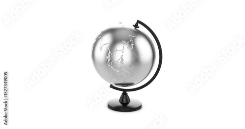Rotating silver globe