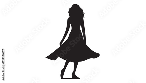 black color bride silhouette vector illustration, solid white background