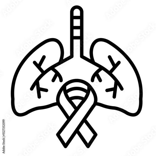 TB Awareness Ribbon with Lungs Vector Icon