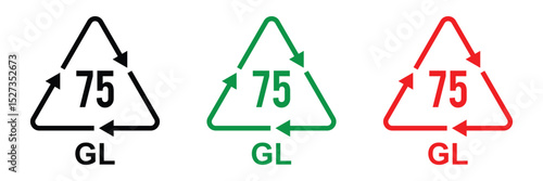 Recycling code vector icon set. Recycle icons set. Plastic, Batteries, Paper, Metals, Organic Biomatters, Glass and composites symbols. Recycling codes for plastics, recycle, vector, icons in eps 10.