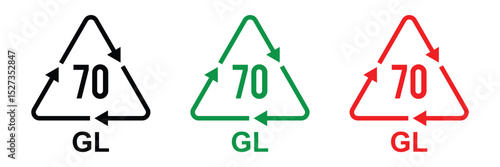 Recycling code vector icon set. Recycle icons set. Plastic, Batteries, Paper, Metals, Organic Biomatters, Glass and composites symbols. Recycling codes for plastics, recycle, vector, icons in eps 10.