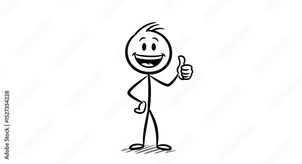 Fototapeta premium Positive Vibes Only: A Cheerful Stick Figure Conveying Optimism, Approval, and Simple Joy, Perfect for Injecting Positivity Into Any Project.