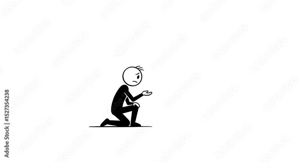 Stick Figure Plea: A Simple Illustration of Begging, Seeking Help, or Offering a Hand in Support, Emphasizing Vulnerability and the Human Condition Stick Figure Plea: A Simple Illustration of Begging, Seeking Help, or Offering a Hand in Support, Emphasizing Vulnerability and the Human Condition