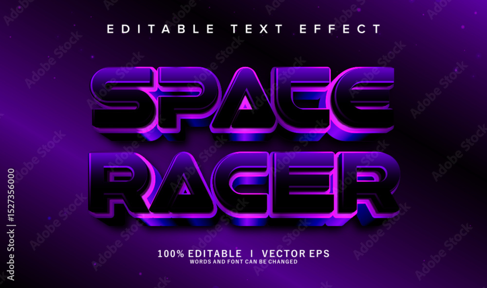 space racer 3d vector text effect with modern style design space racer 3d vector text effect with modern style design