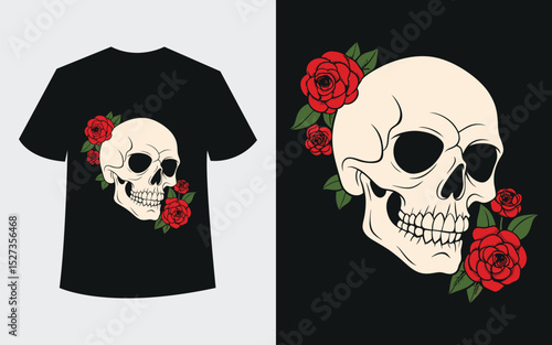 Skull Rose T-Shirt Design