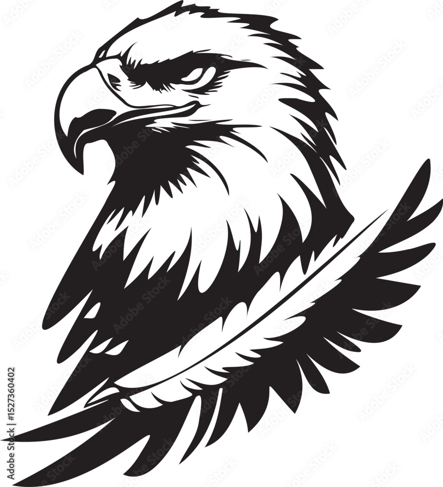 Fototapeta premium Eagle silhouette black design vector on white background