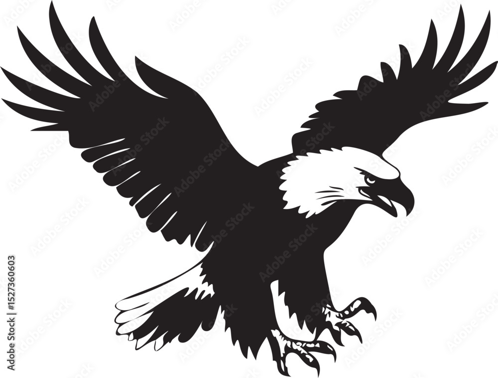 Obraz premium Eagle silhouette black design vector on white background