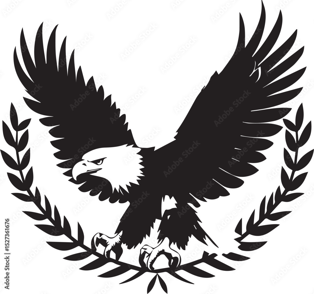 Fototapeta premium Eagle silhouette black design vector on white background
