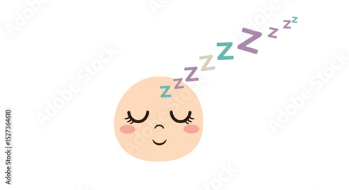 Cute Sleeping Face Symbolizes Restful Nights Dreams