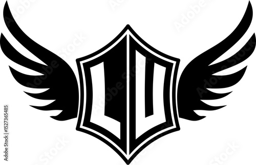 LU logo emblem with winged and shield template