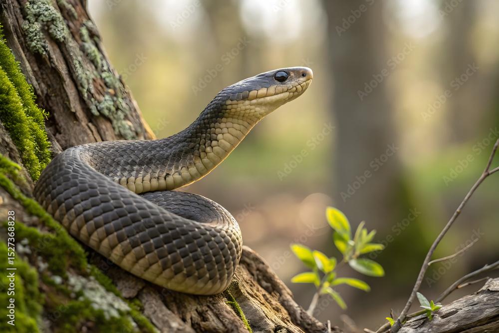 Obraz premium Portrait of Aesculapian snake Zamenis longissimus