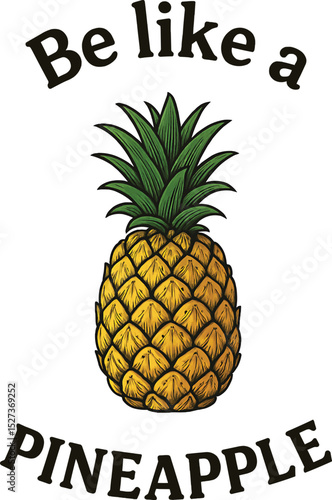 Be Like a Pineapple - Inspirational Tropical Fruit Quote Graphic Print